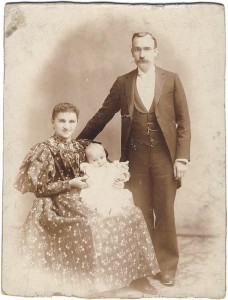 Paul, Clara and baby Arthur Postler in 1896
