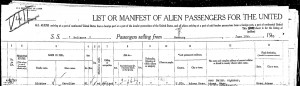 Immigration record for Caroline Richter's visit to Germany in 1922-23