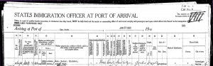 Immigration record for Caroline Richter's visit to Germany in 1922-23